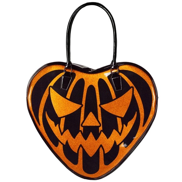 Kreepsville Pumpkin Glitter Large Heart Bag - Picture 3 of 4